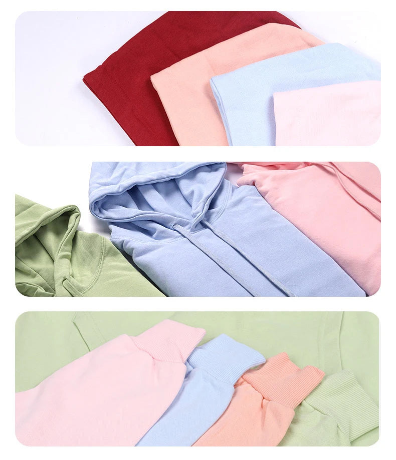 Solid Oversize Hoodies For Women Pocket Casual Loose Hooded Sweatshirt Woman Autumn Cotton Terry Hoodies Women Oversize Pullover