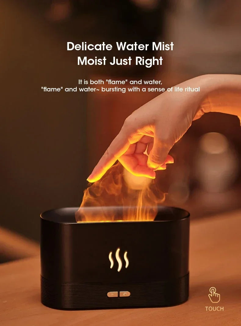 Perfume Humidifier Simulation Flame Aromatherapy Diffuser LED Ultrasonic Air Humidifier Creative Gift Essential Oil Flame Lamp