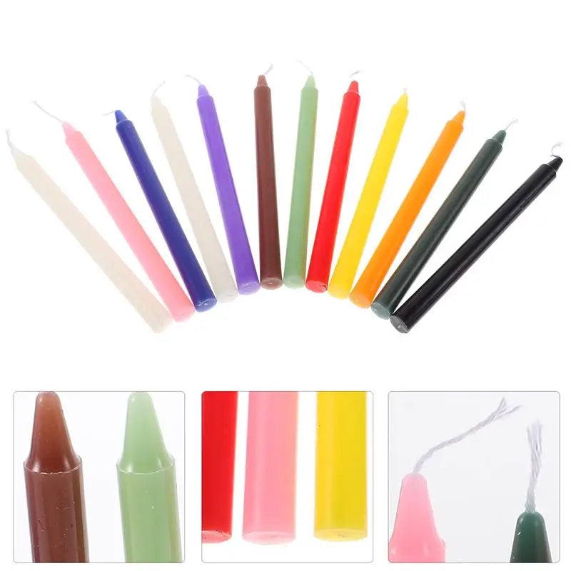 12pcs 16cm Colored Candles Great For Casting Chimes Rituals Spells Vigil Witchcraft Unscented Dinner Candles Wedding