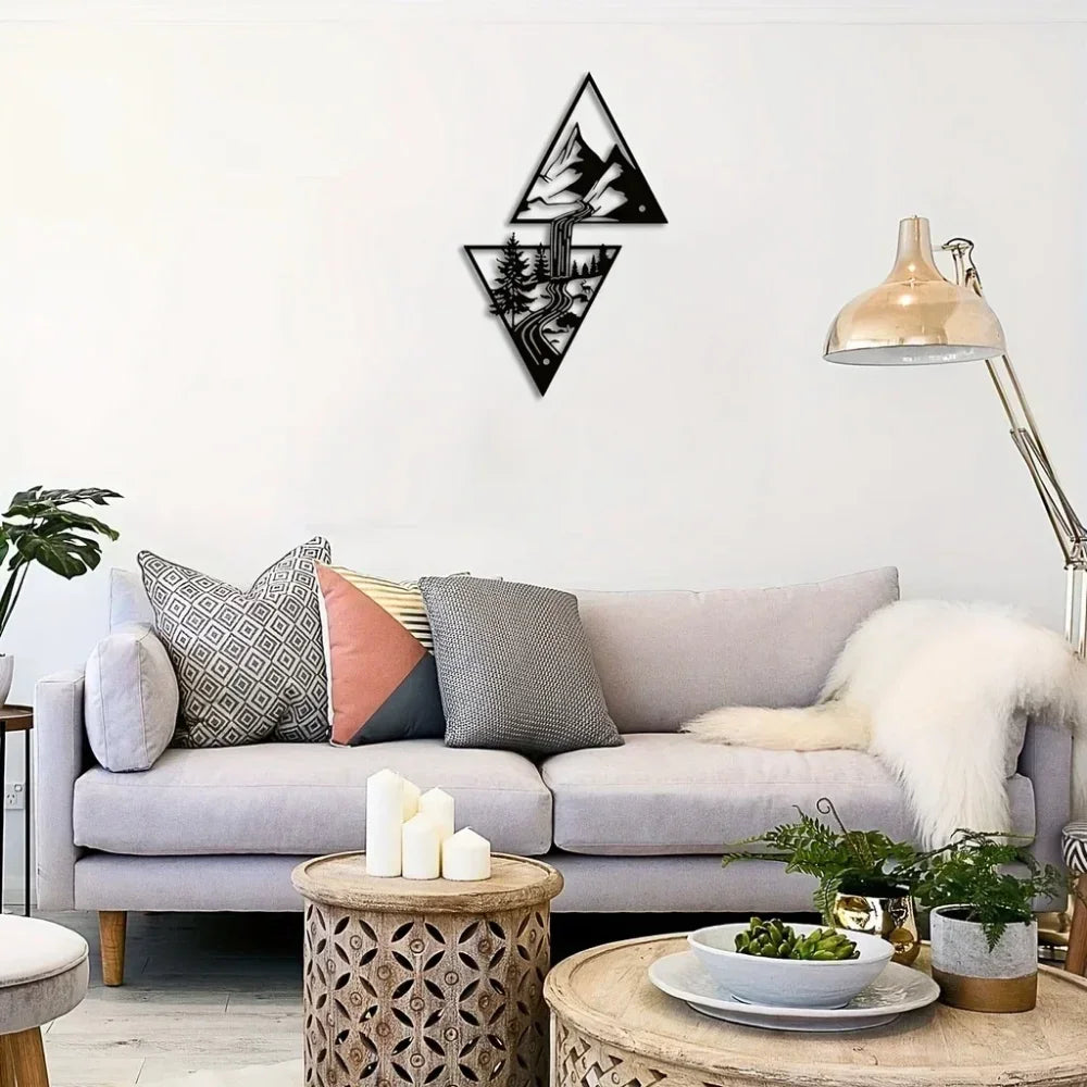 Mountain Wall Art, Mountain Waterfall Metal Wall Art Home Decor, Metal Wall Art, Home Decor Modern Art Wall Ornaments Artwork