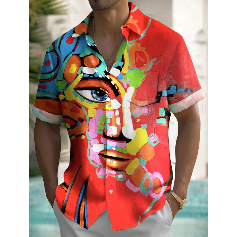 Men's Shirt Summer Casual Fashion Short Sleeved Shirt For Men Loose Breathable Hawaiian Shirt Man Casual Men's Clothing Top