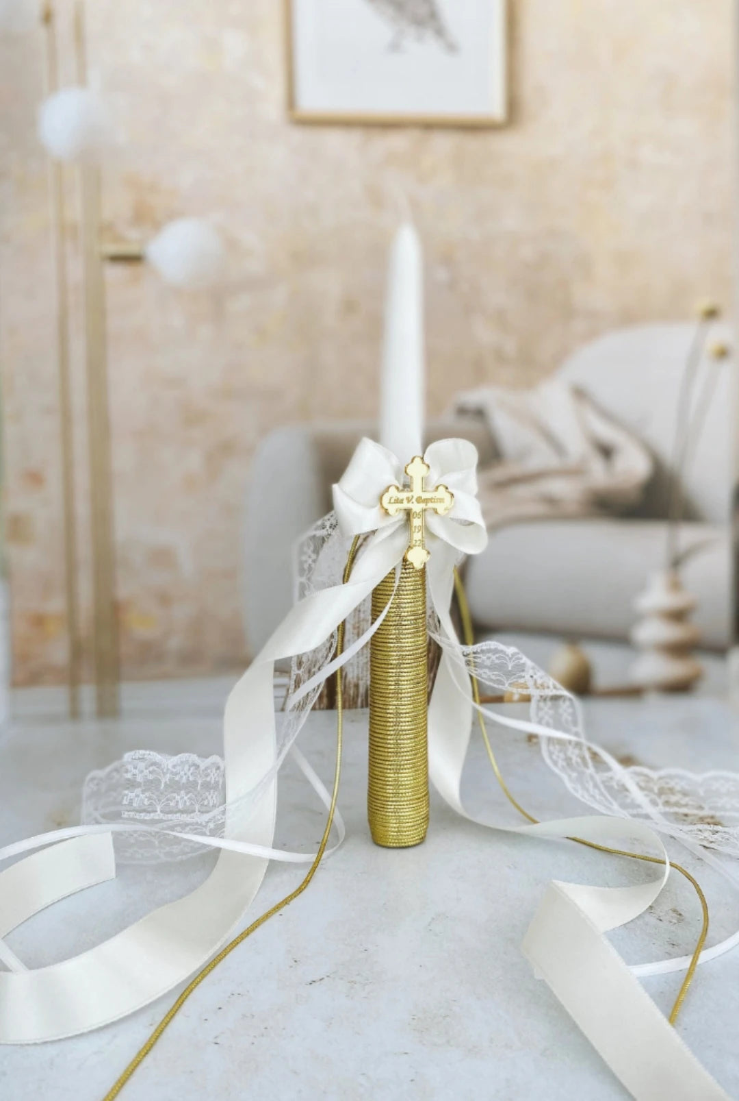 Personalized Christening Baptism Candle, Ceremony Candle, First Communion Candle, Christening Taper Candle, Confirmation Candles