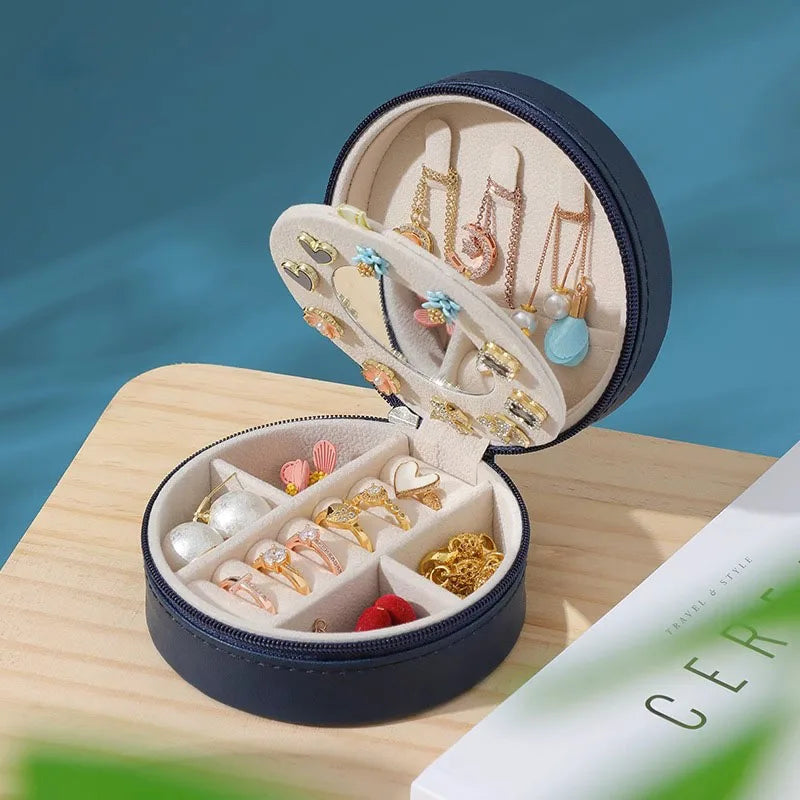 Multilayer jewelry box small stud earrings box ring receive box necklaces earrings jewelry box portable cassette jewelry mirrors