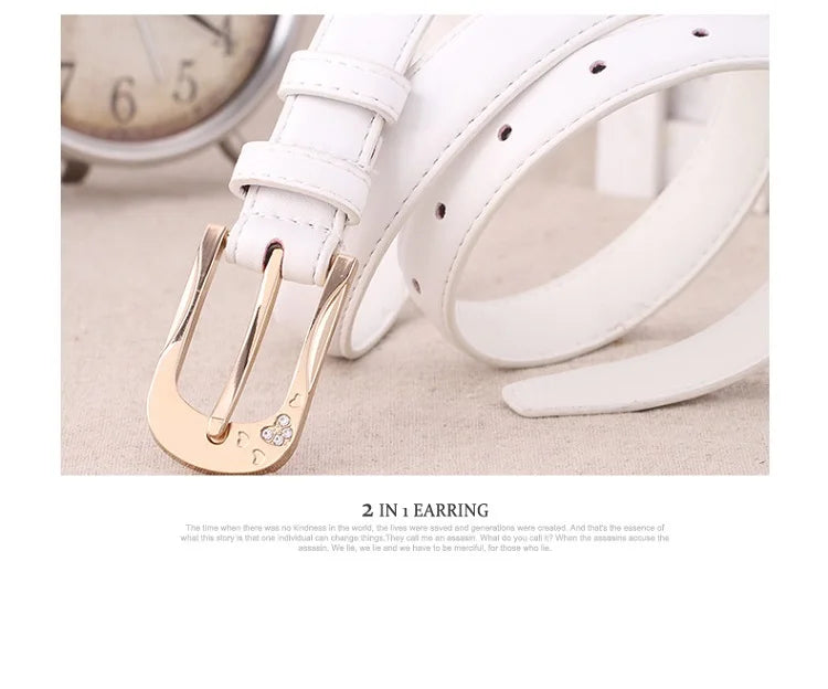 Women's Trousers Belt PU Leather Trend White Belt Fashion High Quality Trouser Belt Solid Vintage Pin Buckle Ladies Strap DT067