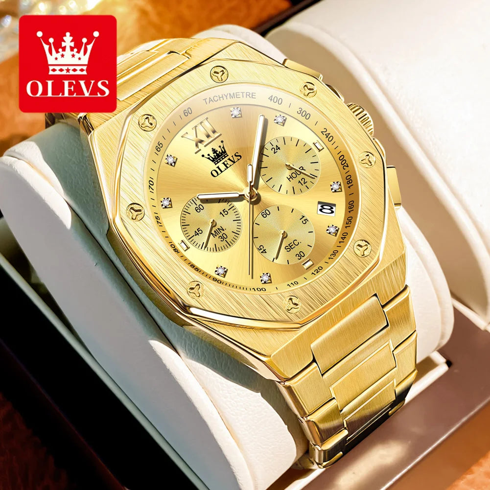 Watches for Men Top Luxury Brand OLEVS Quartz Men’s Watch Sport Waterproof Gold Wrist Watches Chronograph Date Relogio Masculino