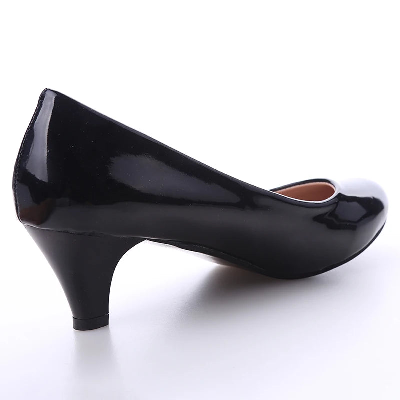 New Women's Shoes On Heels Elegant Medium High Heeled Ladies Pointed Toe Fashion Pumps For Woman Office Black White Red