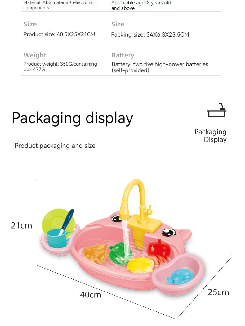 Children Play House Simulated Kitchen Dishwasher Sink Hand Basin Electric Circulating Water Kitchen Set Boy Girl Idea Kids Toys