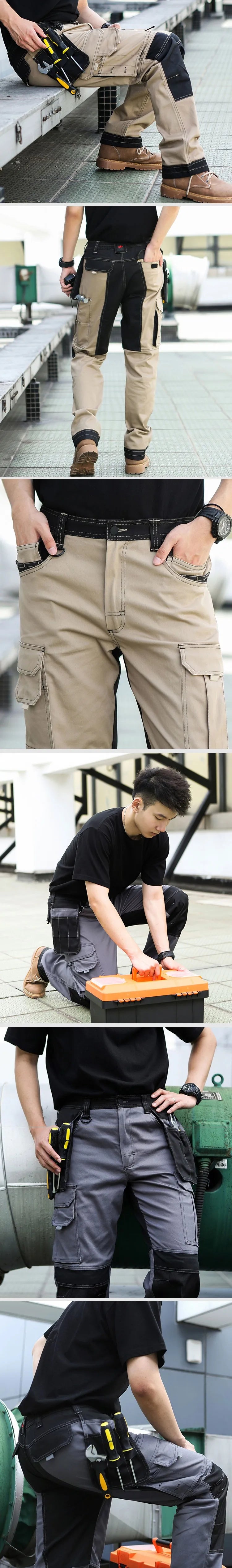 Work Trousers With Knee Pads For Men Cargo Pants Men Workwear Multi-pocket Outdoor Hiking Joggers Pants Functional Pockets Pants