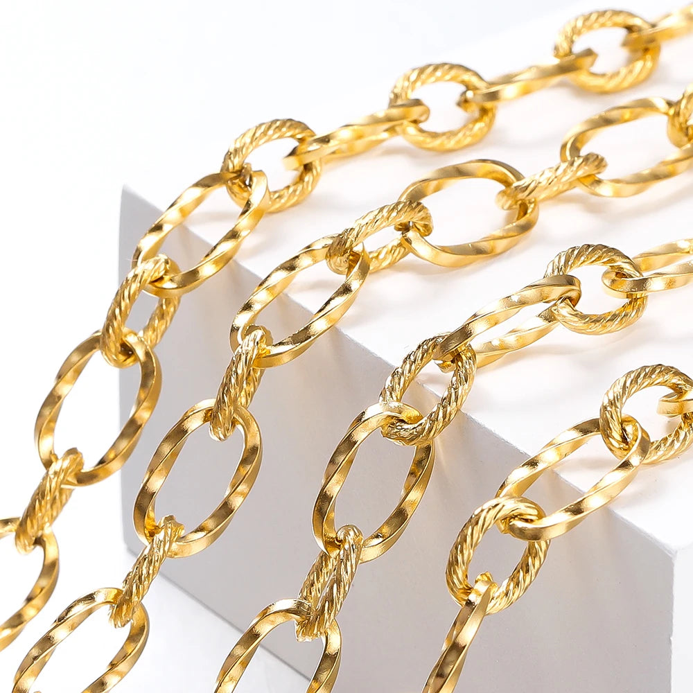 1Meter 7x11.5mm Stainless Steel Twists Chains Fashion Chain For Men Women Bracelet Necklace Jewelry Making Accessories