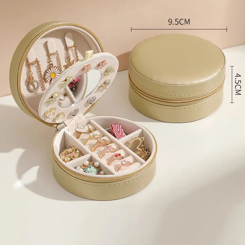 Multilayer jewelry box small stud earrings box ring receive box necklaces earrings jewelry box portable cassette jewelry mirrors