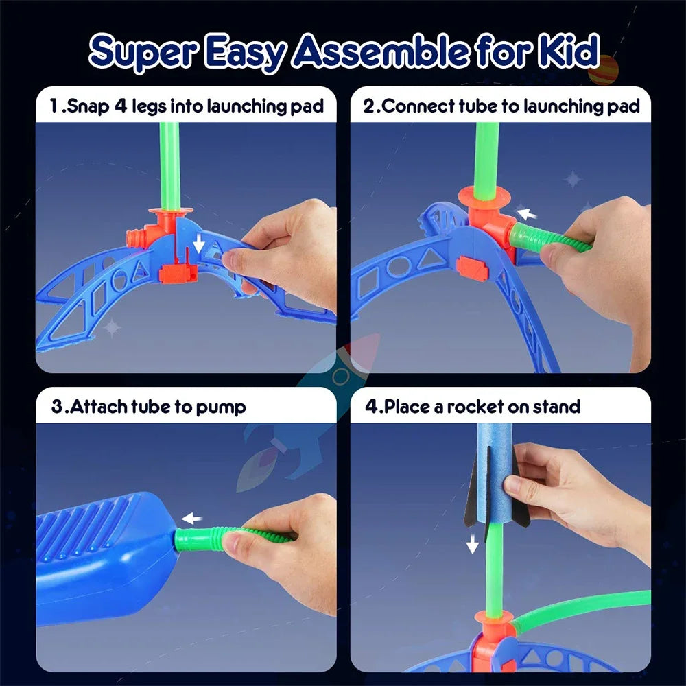 Kid Air Rocket Foot Pump Launcher Outdoor Air Pressed Stomp Soaring Rocket Toys Child Play Set Jump Sport Game Toys For Children