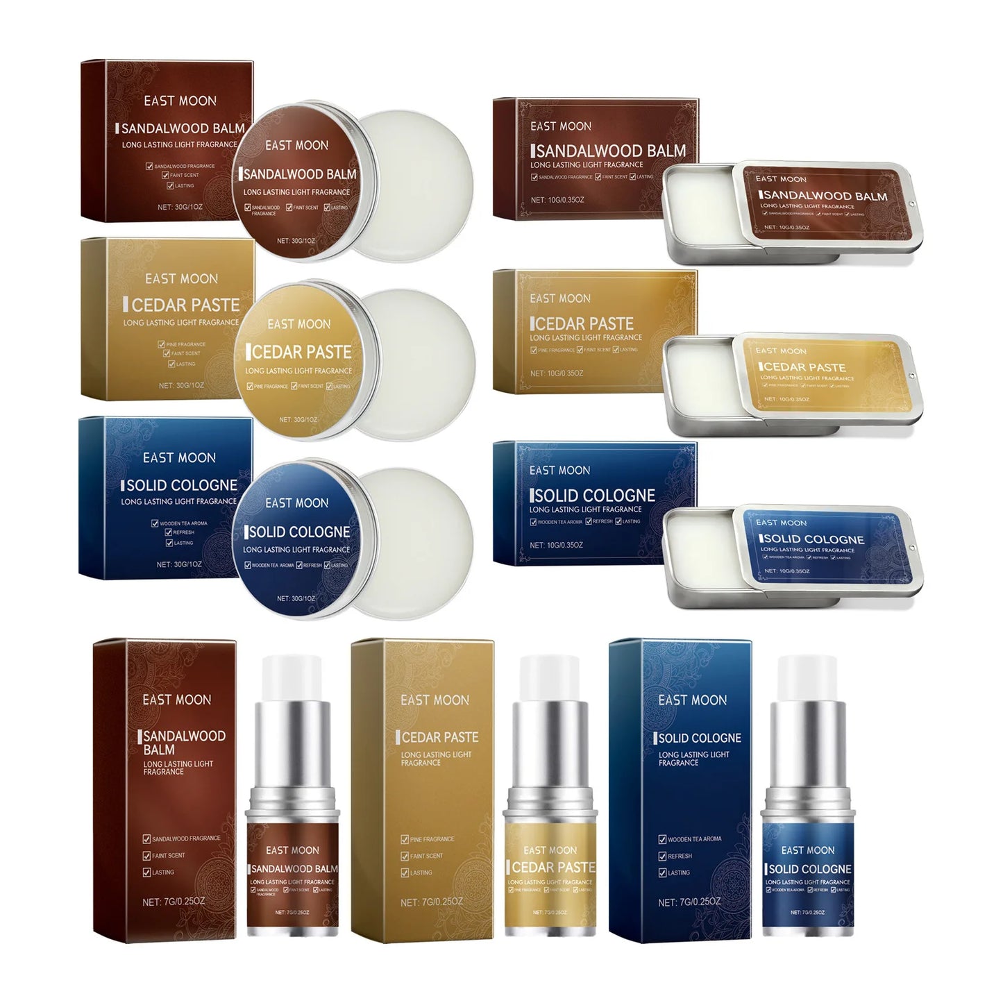 Men Sandalwood Balm Series Lasting Scent Keep Fresh Dating Flirting Improve Temptation Portable Body Light Fragrance Solid Balms