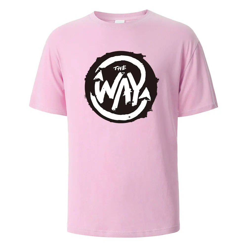 Men's Printed T-Shirt The Way Streetwear 100%Cotton Tops For Men Women Summer Breathable Short-Sleeved Casual O-neck Basic Tees