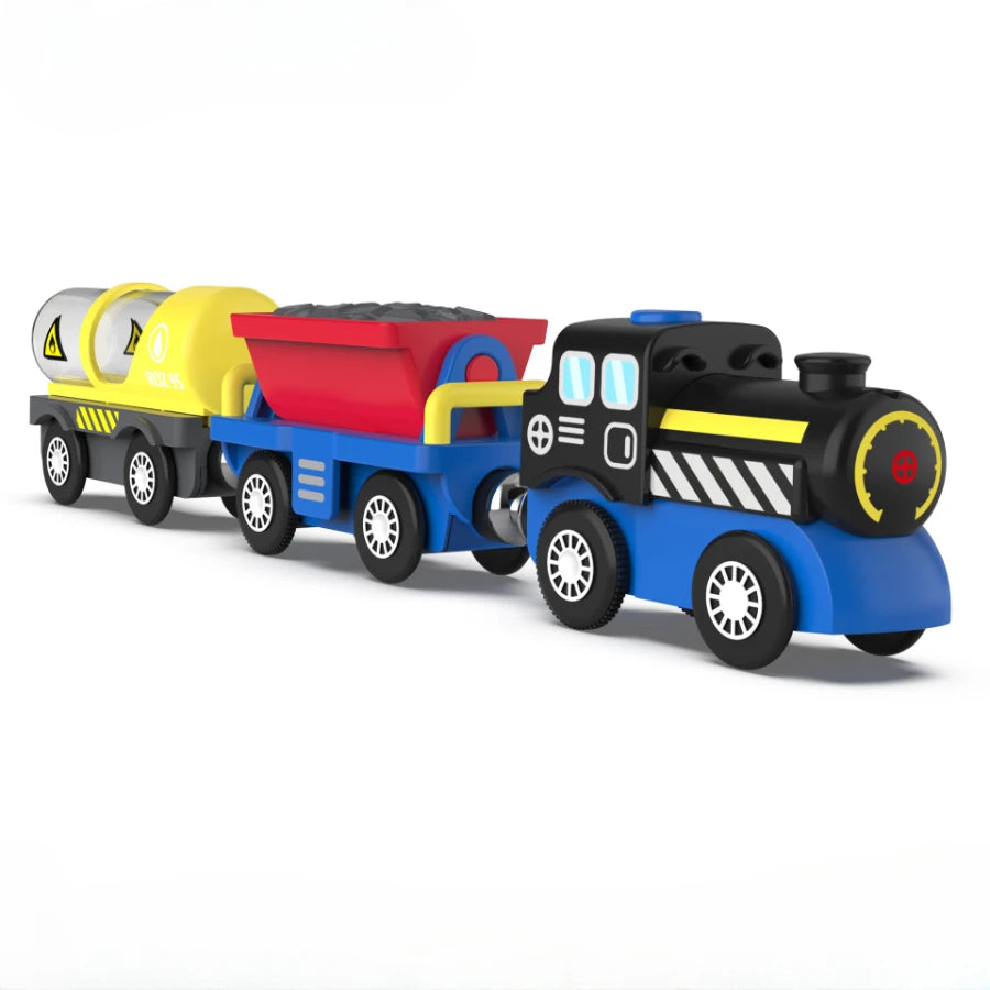 Kid Magnetic Electric Train Car Locomotive Wooden Track Slot Diecast Railway Track Children's Educational Toys Gifts