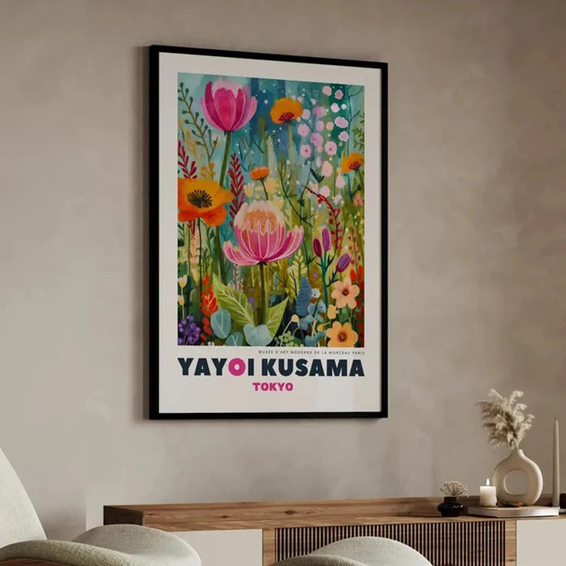 YAYOI KUSAMA Print Unframed Canvas Wall Art Japanese Wall Art - Japanese Modern Art Kusama Exhibition - Colorful Wall Art