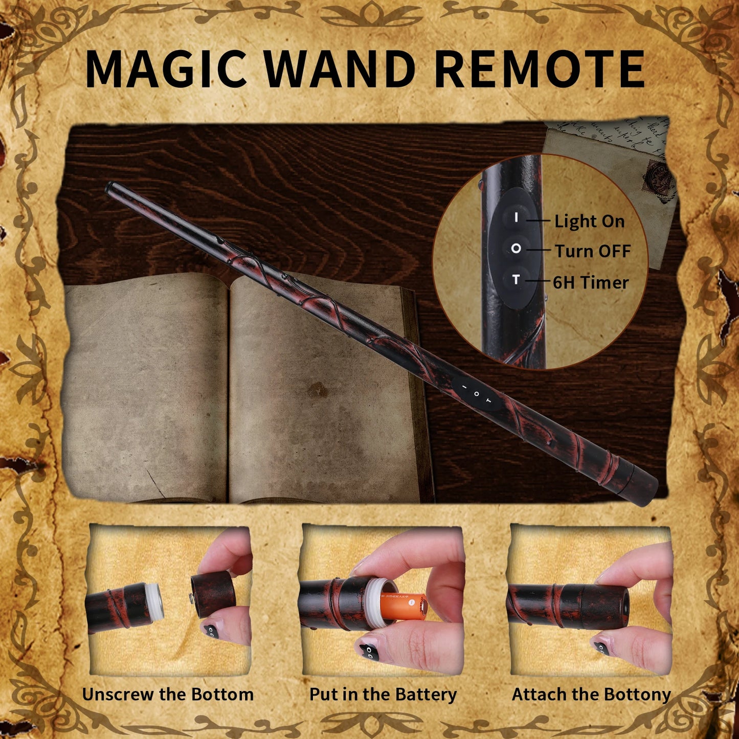 Floating Candles with Magic Wand Remote Control Flickering Warm Light Flameless Taper Candle for Christmas/Wedding/Party Home