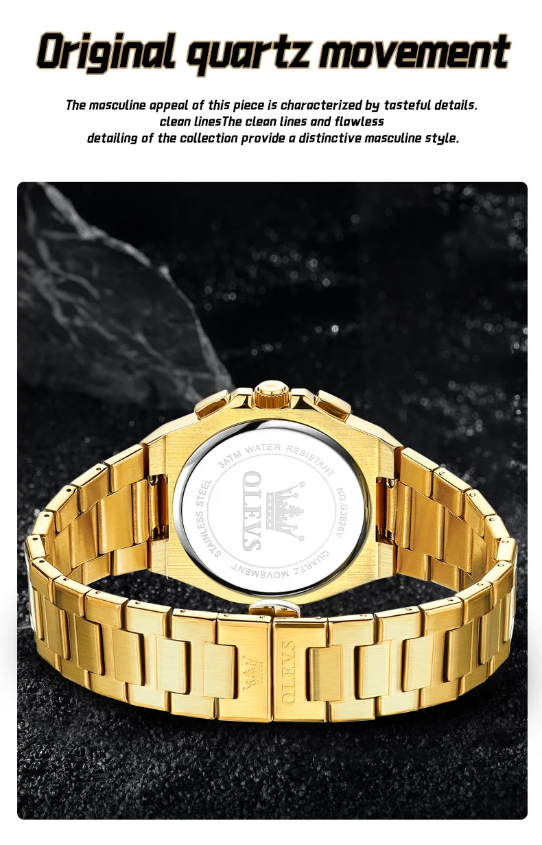 Watches for Men Top Luxury Brand OLEVS Quartz Men’s Watch Sport Waterproof Gold Wrist Watches Chronograph Date Relogio Masculino