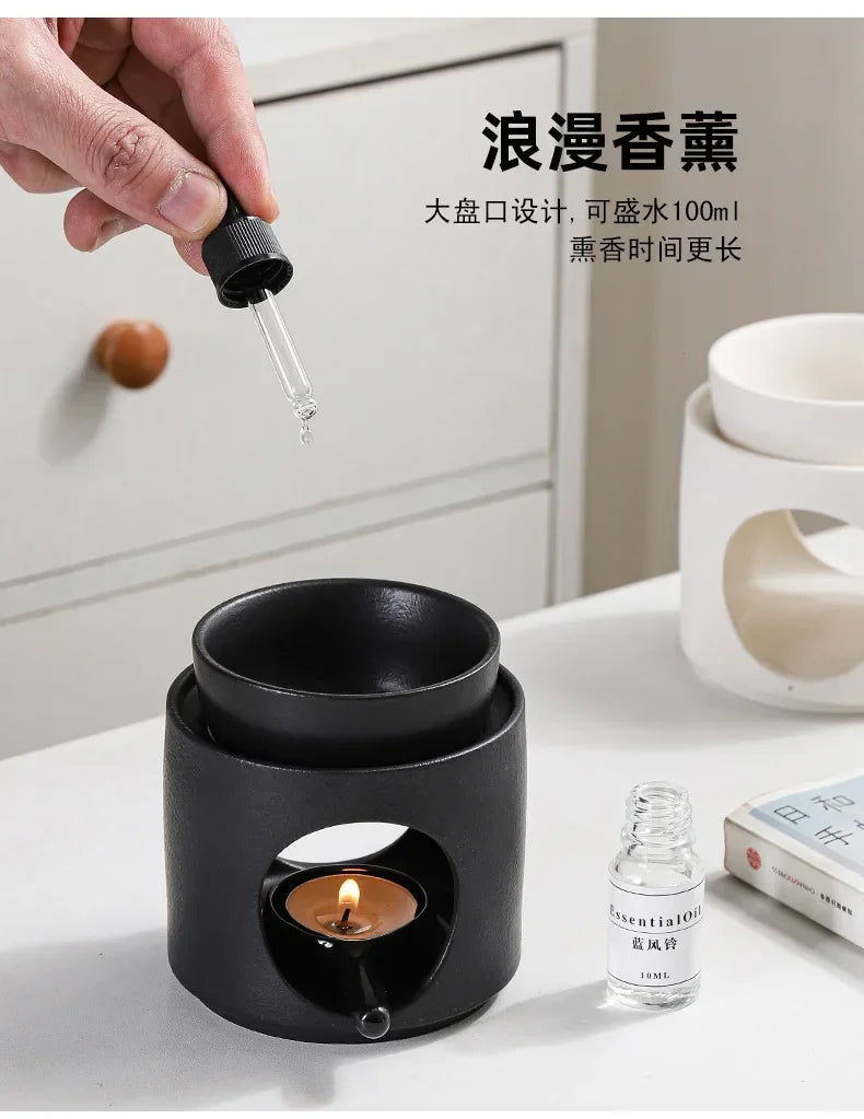 3-in-1 Candle Essential Oil Ceramic Craft Incense Lamp Candleholder Aromatherapy Burner Suitable for Home, Office, Wedding