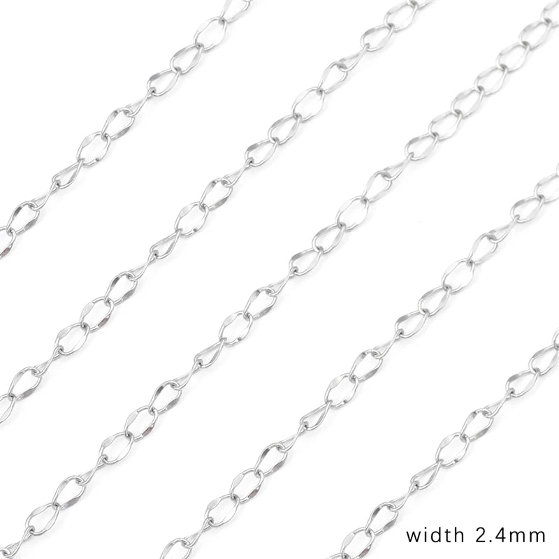 1M Stainless Steel Chain for Men Women Curb Cuban Link Chain DIY Basic Punk Choker Necklace Bracelet Hip Hop Male Jewelry Gift