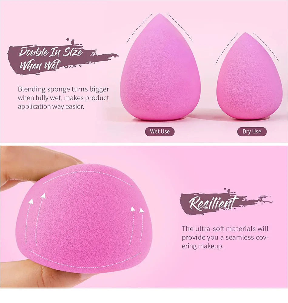 6pcs Mini Makeup Sponge Powder Cosmetic Puff Dry and Wet Sponge Concealer Liquid Foundation Beauty Women Make Up Accessories