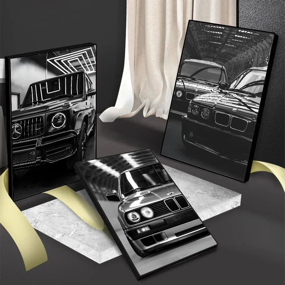 Modern Fashion Wall Art Simple Black And White Luxury Car Poster HD Posters Home Room Bar Cafe Decor Art Wall Painting Picture