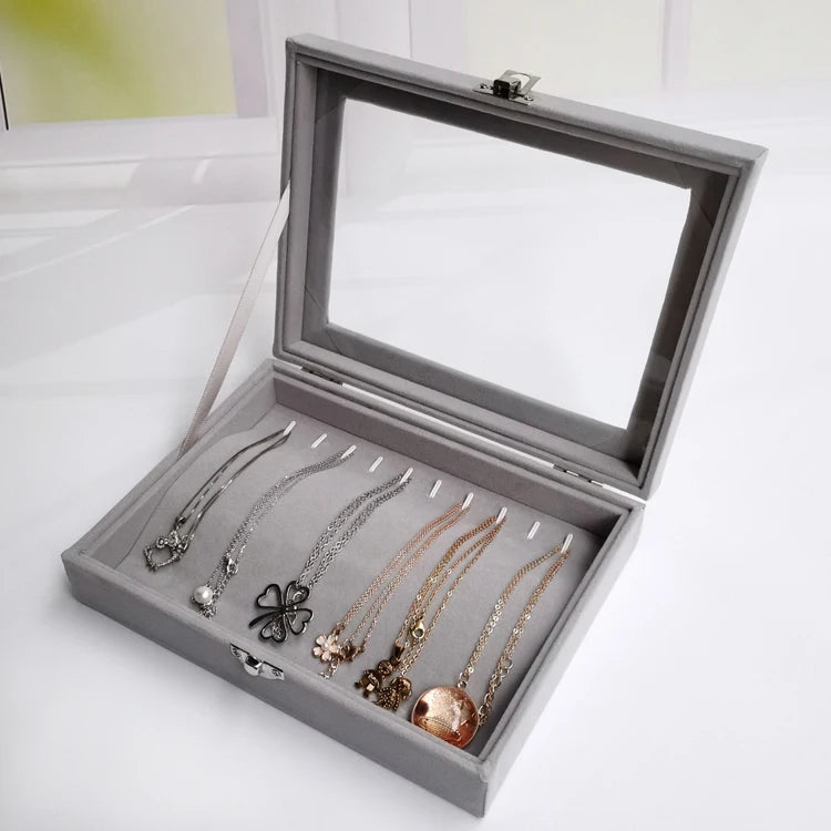 Black Jewelry Box Bracelet box necklace box arched small box display box flannel cover jewelry storage box