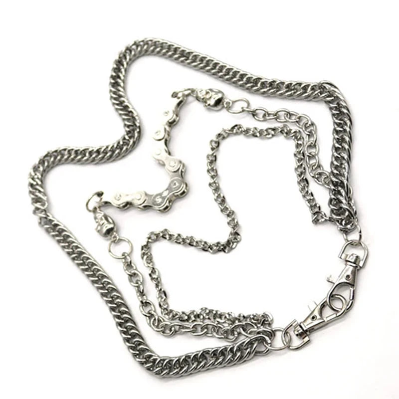 Punk Waist Chain Belt Silver Trousers Chain for Men Jeans Belt Chain for Pants Cool Metal Rock Chain Hiphop Summer Jewelry Man