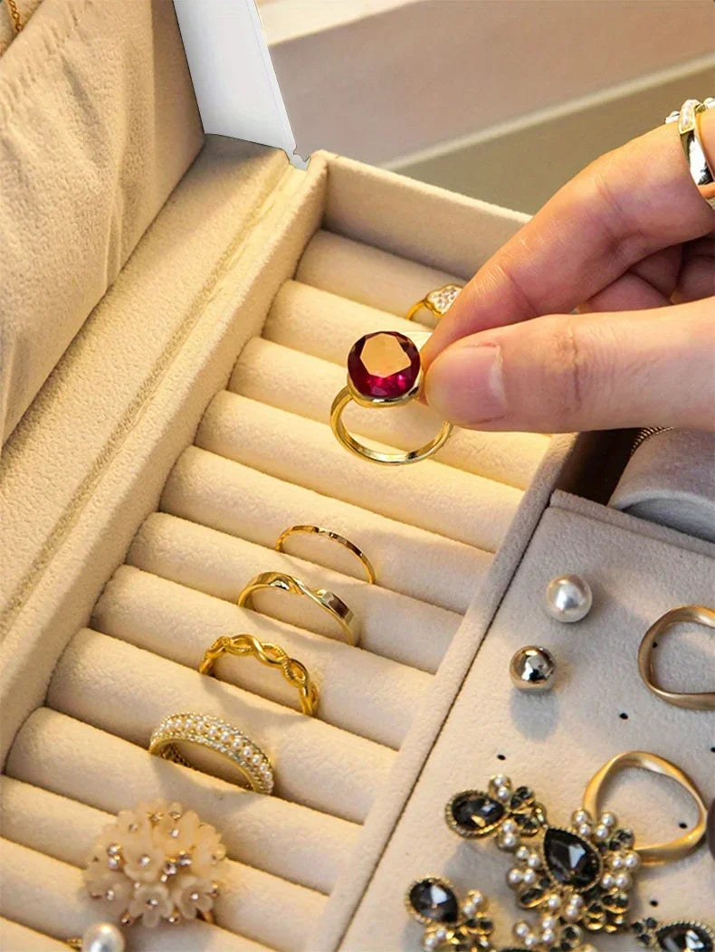 Jewelry storage box, high-end exquisite necklace earrings, gold jewelry box, large capacity multi-layer jewelry box