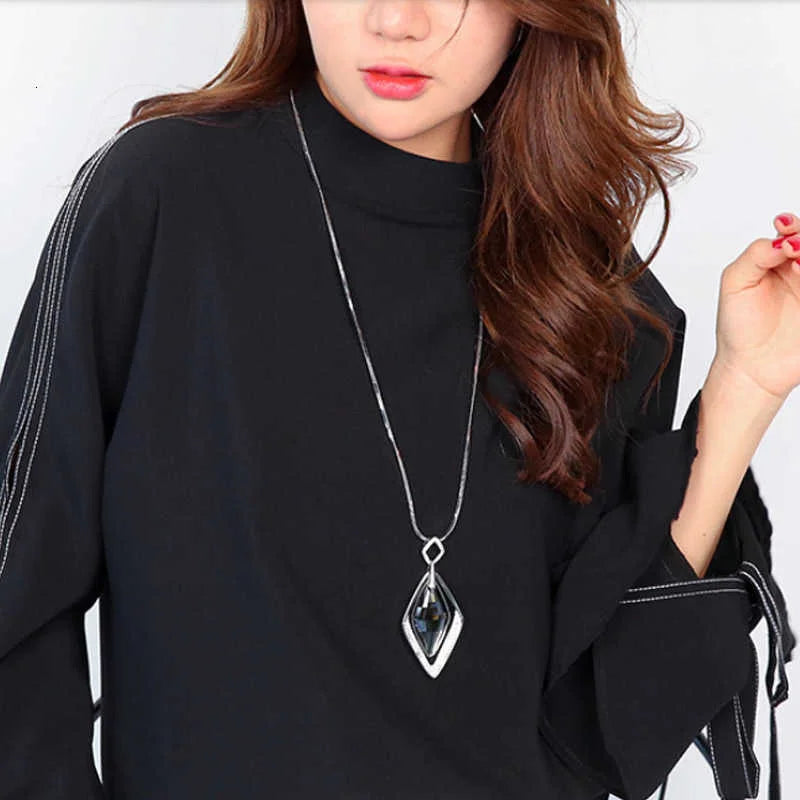 Long Necklaces & Pendants Fashion Geometric Crystal Statement Necklace For Women Collier Femme Pearl Choker Jewelry 2022