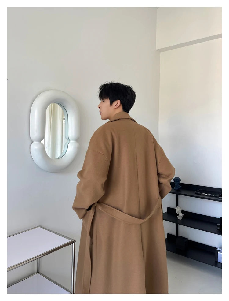 Long Coats for Men Woolen Jackets 2024 Winter Thicken Coat Trench Coats Korean Vintage Loose Heavy Jackets Men Leisure Overcoat