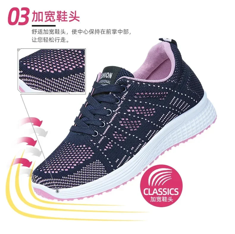 Women's Shoes 2025 Spring New Fashion Soft Walking Flats Non-slip Casual Sport Tennis Shoes Athletic Sneakers for Lady