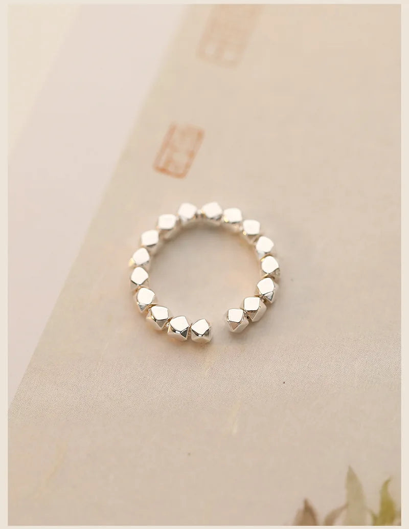 925 Sterling Silver Geometric Rings for Women Wedding Trendy Jewelry Large Adjustable Rings Anillos