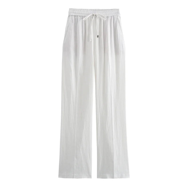MUJER 2025 Woman Trousers White Black High Waist Pants for Women Pleated Wide Leg Women's Pants Straight Baggy Pants Woman