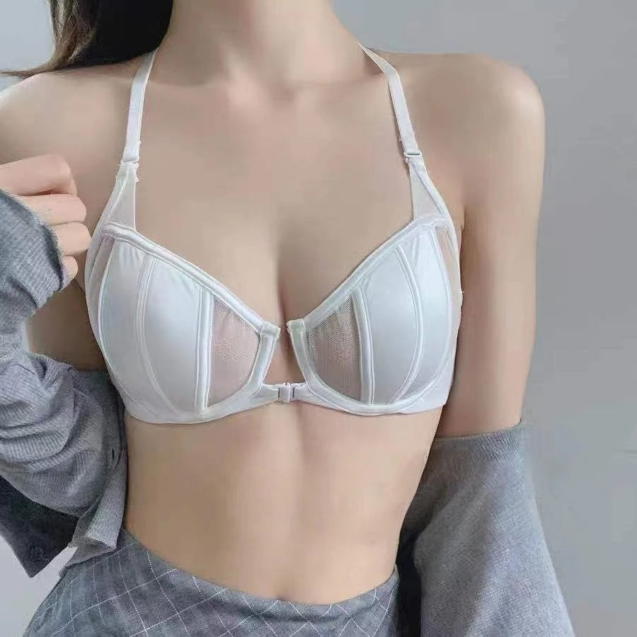 Women Underwear Bra Gather Small Breast and Thin Spring Summer Sexy Bra Front Buckle Pure Solid Intimate Clothing