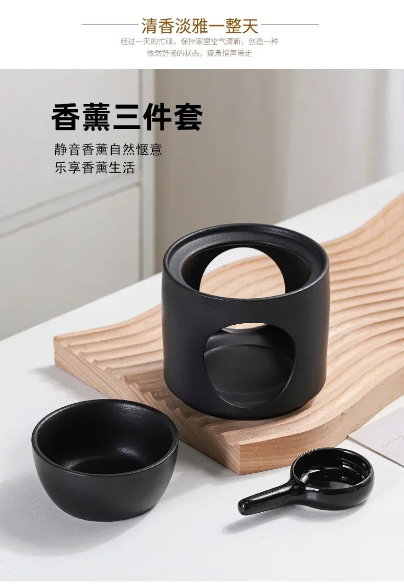 3-in-1 Candle Essential Oil Ceramic Craft Incense Lamp Candleholder Aromatherapy Burner Suitable for Home, Office, Wedding