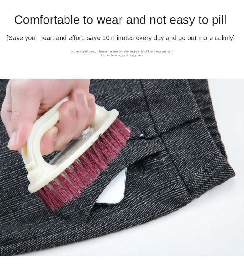 Woolen Trousers Women's Fall/winter High-waist Elastic Striped Straight-leg Pants Slim-fit Warm Trousers Pants for Women