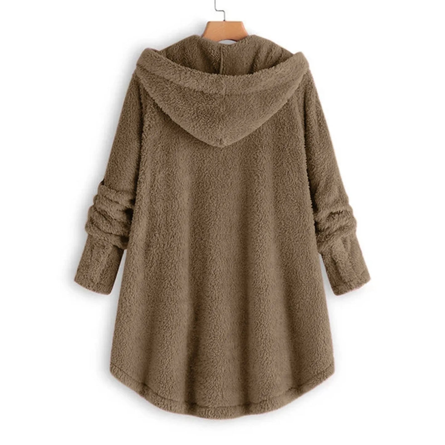 Women's Coat Winter Coat Fashion Plush Pocket Irregular Long Sleeve Keep Cat Ears Warm Coat