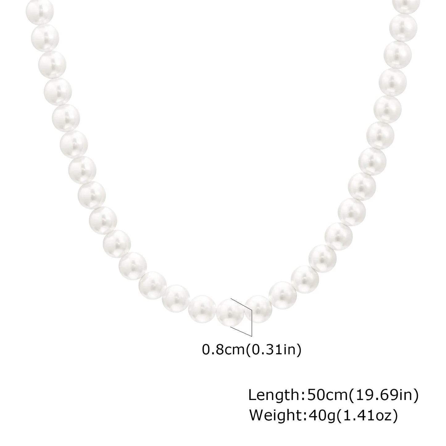 Pearl Necklace for Men,Simple Handmade Strand Bead Collars,Trendy Wedding Banquet Jewelry