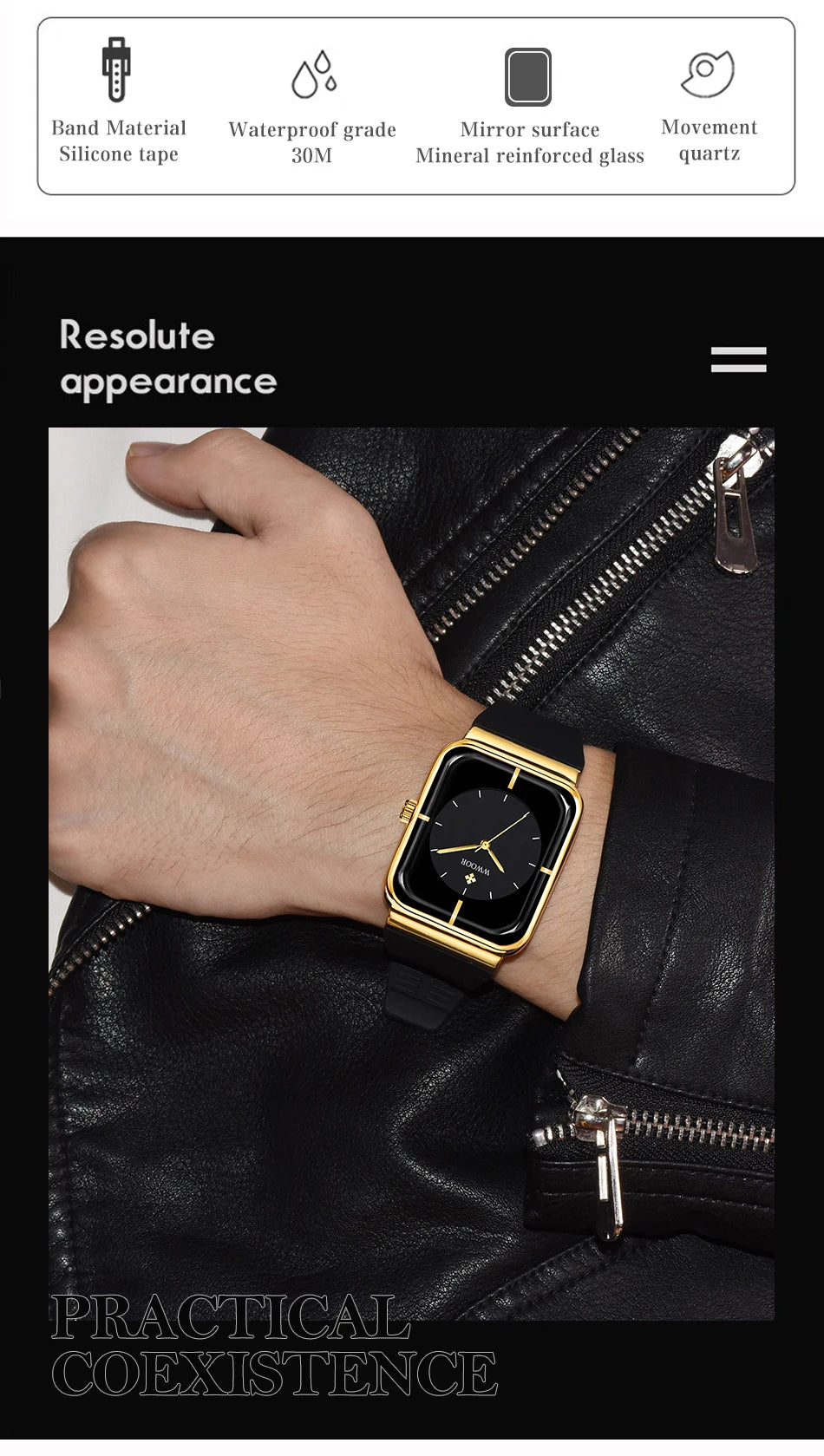 WWOOR  Men's Watches Top Brand Luxury Watch For Men Gold Fashion Stainless Steel Waterproof Quartz Wristwatch  Relogio Masculino