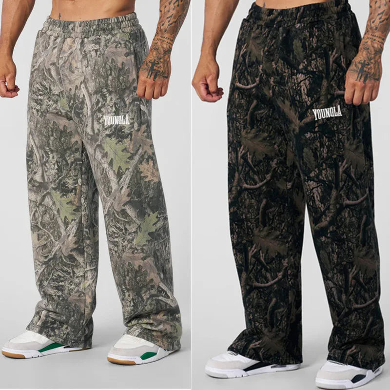 Men's pants New style Spring American digital camouflage print sports fitness Trousers loose and versatile wide-leg pants Man