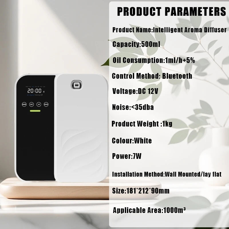 Aroma Diffuser 1000m³ Electric Scent Machine Smell Perfume Essential Oils Air Freshener 500ML Capacity Waterless Diffuser