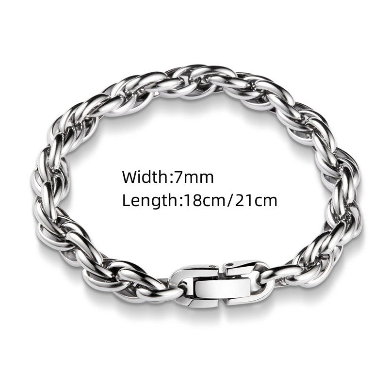 Twisted Chain Bracelet for Men Women Stainless Steel Silver Color Chain Bracelets Bangle Male Jewelry Gift Wholesale