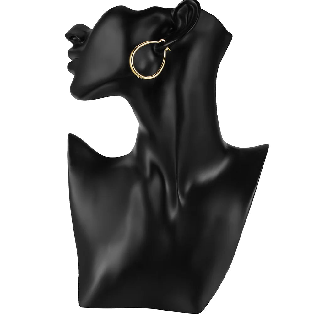 925 Sterling Silver 18K gold plated 4.4cm oval earrings for women Fashion Party Wedding Accessories Jewelry Christmas Gifts