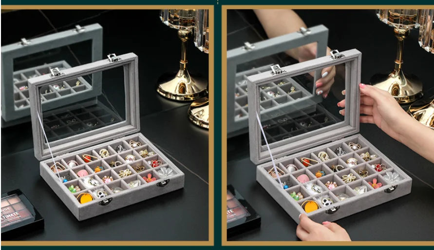Jewelry Storage Box Earring Ring Necklace Jewelry Display Box Jewelry Classification Dustproof Transparent Flip Lid Jewelry Box