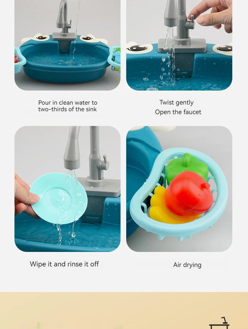 Children Play House Simulated Kitchen Dishwasher Sink Hand Basin Electric Circulating Water Kitchen Set Boy Girl Idea Kids Toys