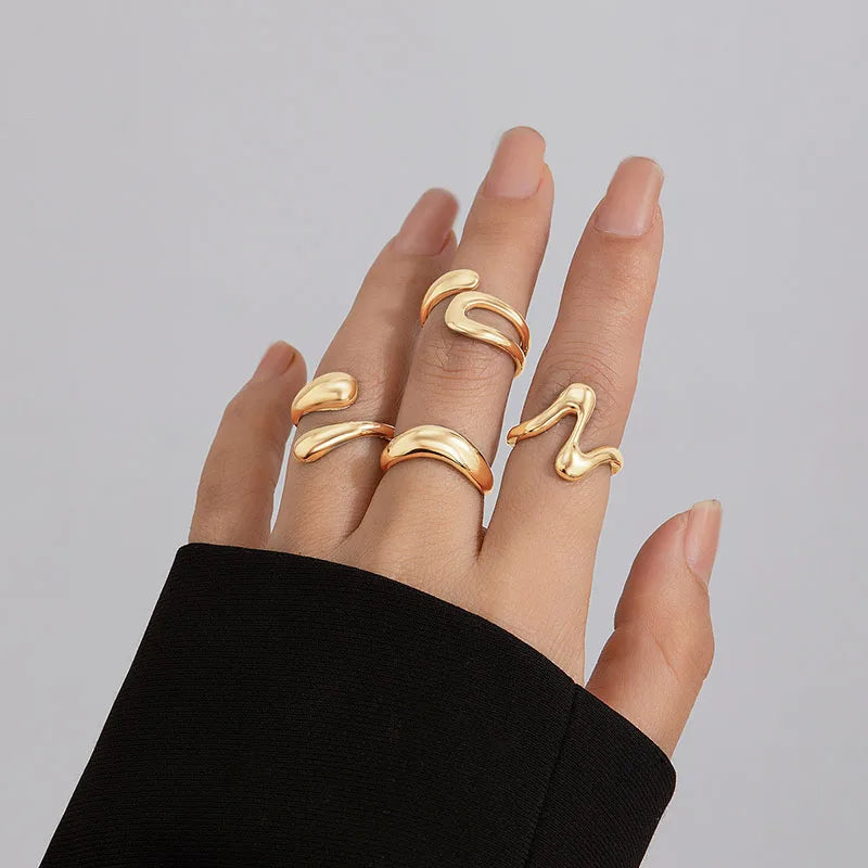 Irregular Geometric Rings For Women Girls Punk Fashion Gold Silver Color Knuckle Joint Ring