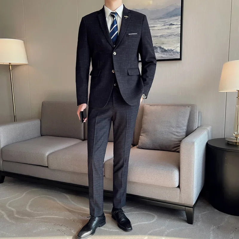 High-quality wedding suit for men, fashionable business, professional groom and best man, handsome two-piece set