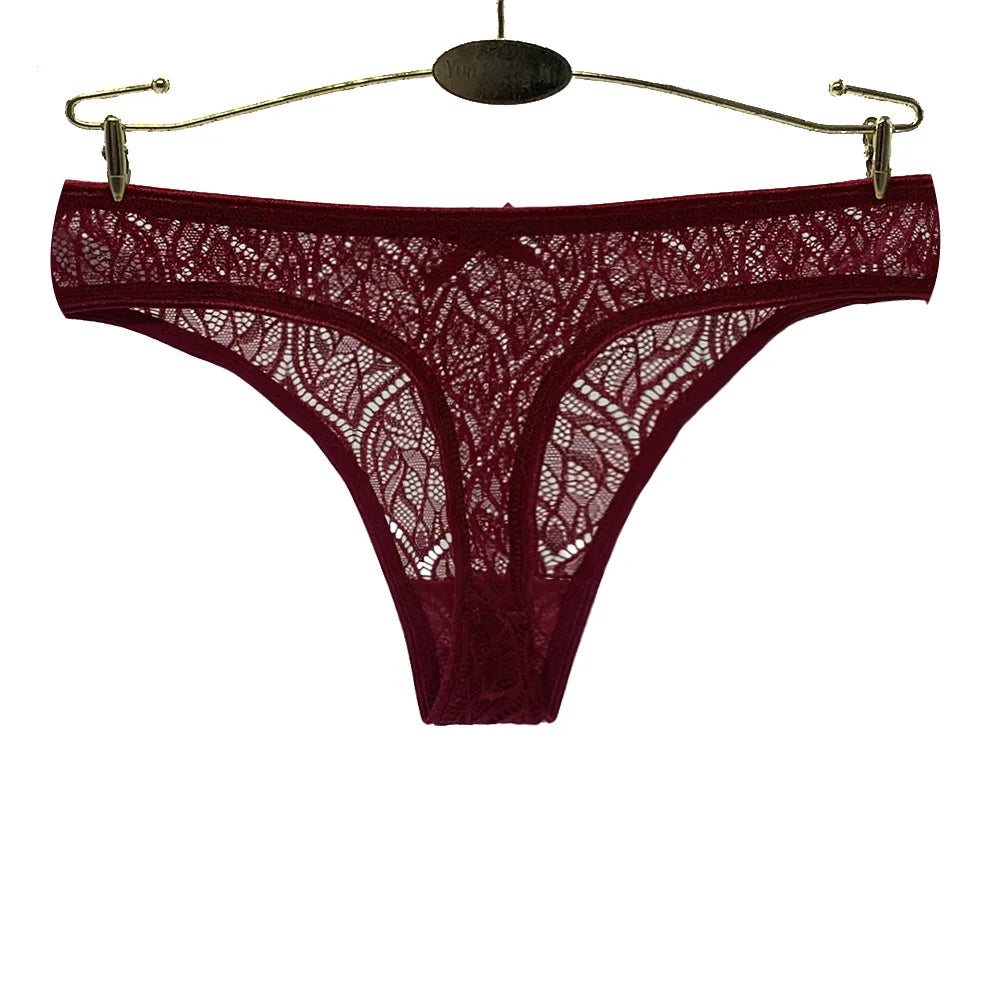 Sexy Panties Women Lace Silk Underwear Low Waist Bow Solid Color Briefs Cotton Crotch Breathable Sexy Thongs Women Underwear