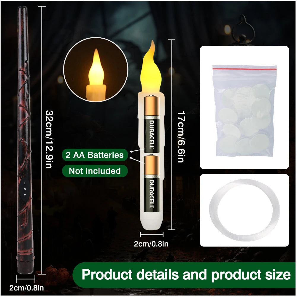Floating Candles with Magic Wand Remote Control Flickering Warm Light Flameless Taper Candle for Christmas/Wedding/Party Home