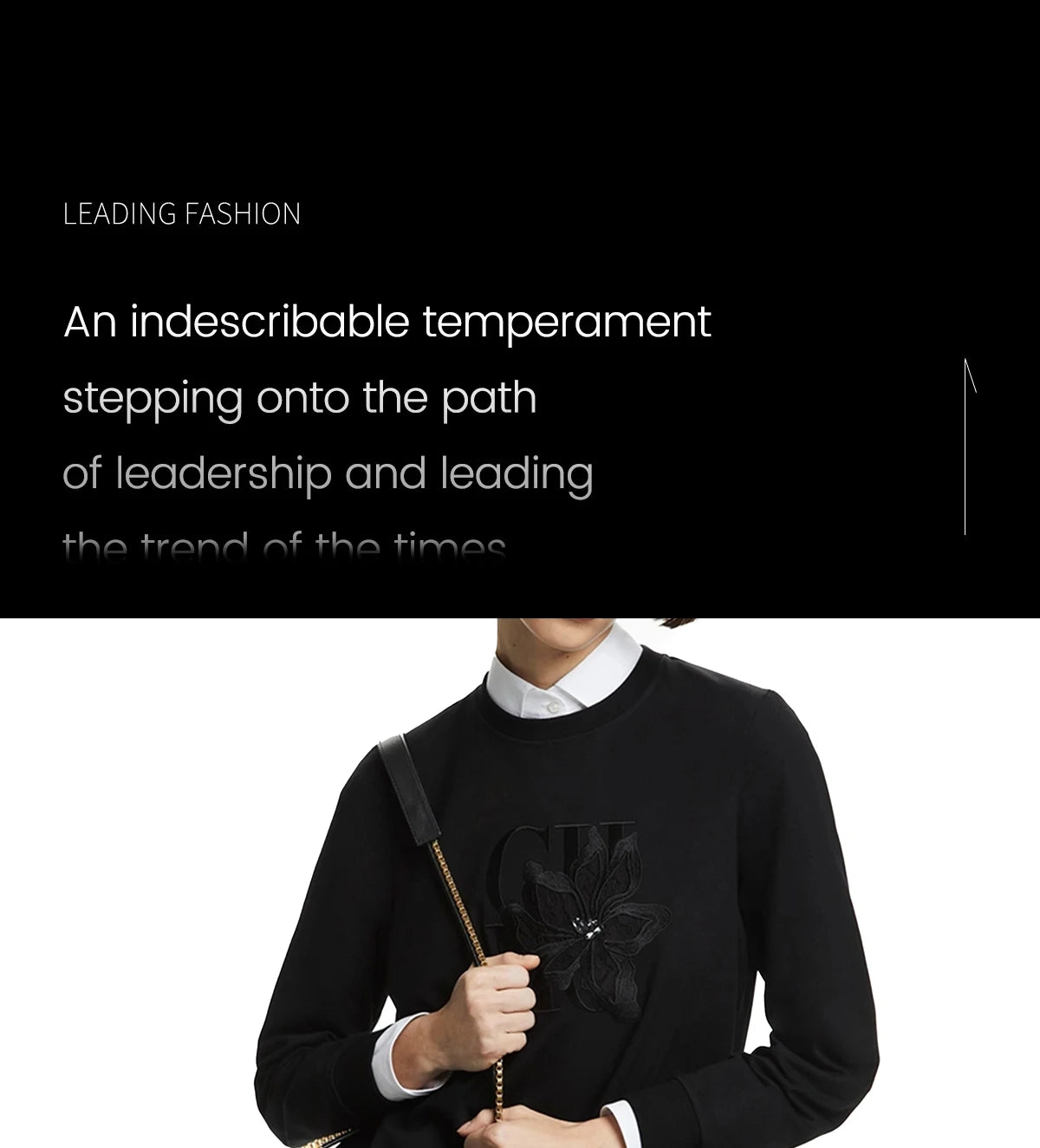 CHCH Women's Hoodie New Black Round Neck Embroidered Women's Top